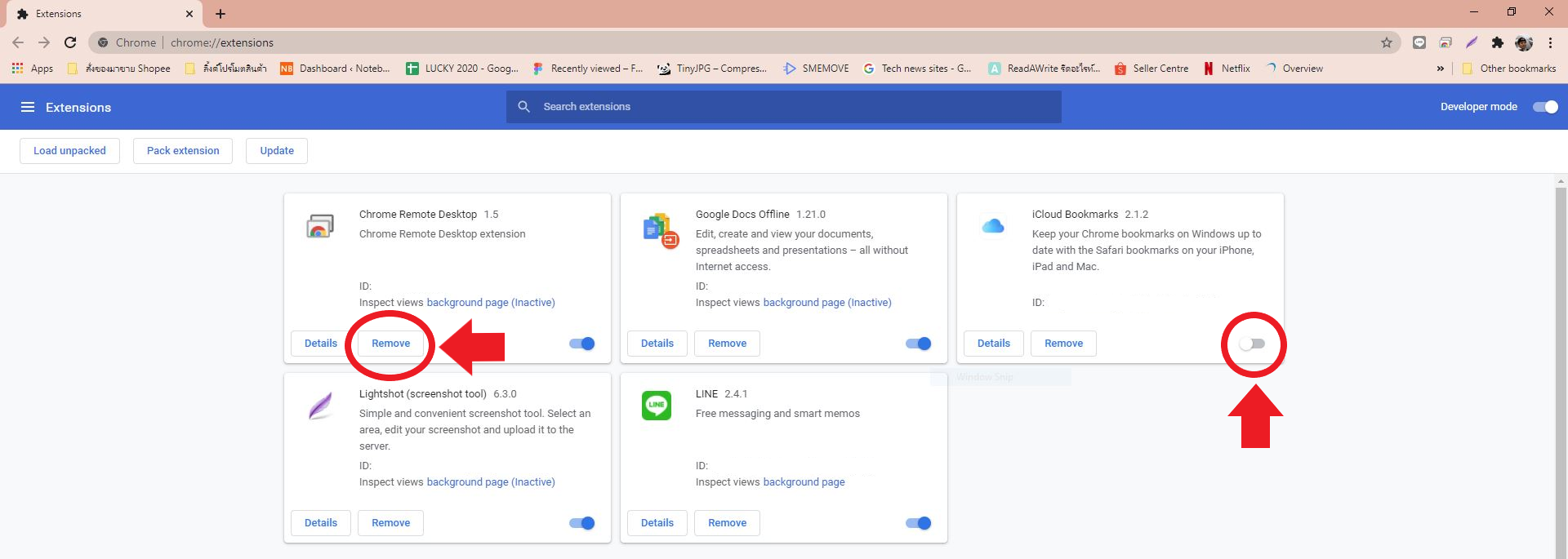 แท็บส่วนขยายของ Chrome
