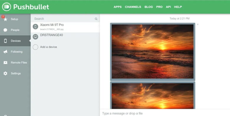 โอนไฟล์จาก Android ไปยังพีซี pushbullet